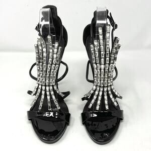 Giuseppe Zanotti Crystal Black Patent Leather Sandals- Size 39